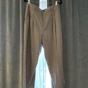 pleated taper wide-leg pants in houndstooth